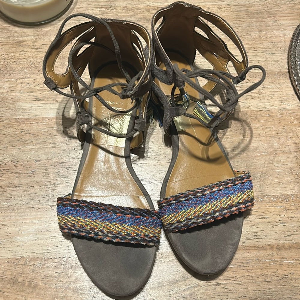 Gray, colorful, suede, dolce vita sandals